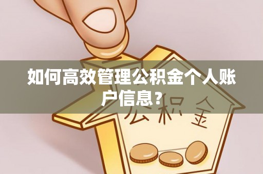 扎鲁特旗如何高效管理公积金个人账户信息？